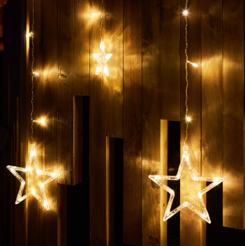 Гирлянда св/д занавес 3х0,7м 138LED тепл.бел IP20 Звездочки-2 ULD-E3007-138/DTA Warm White Uniel - фото