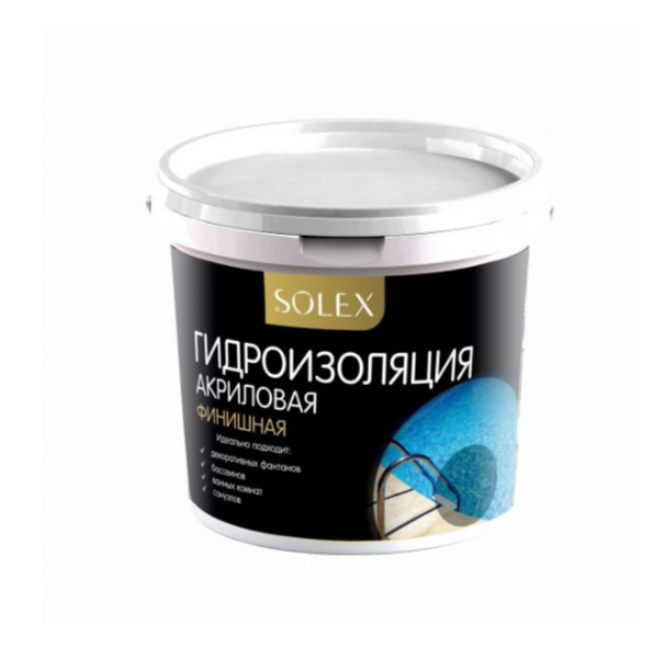  Гидроизоляция финишная акрил 1кг Solex