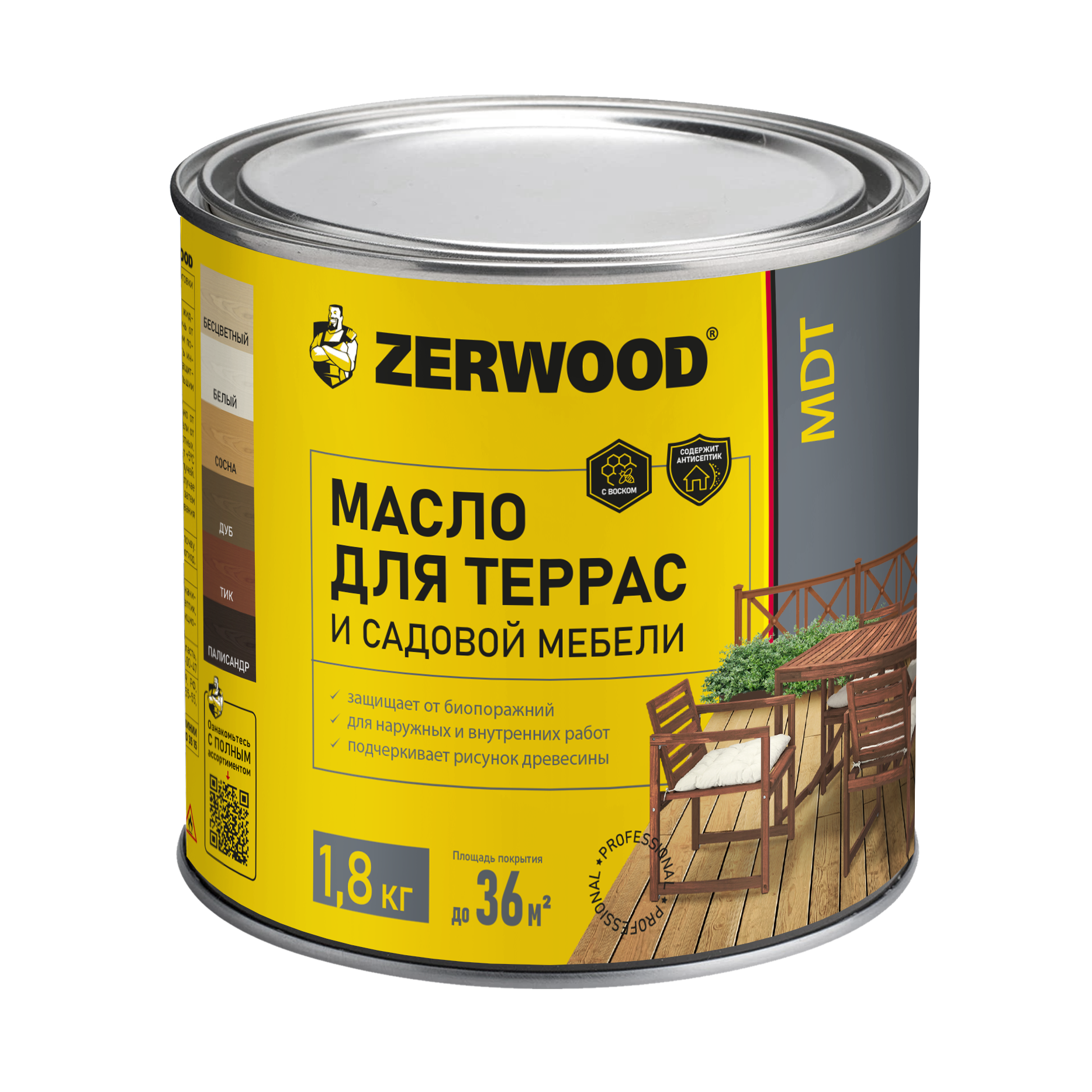 Масло для террас 1,8л бесцветный Zerwood MDT Ижсинтез (у6) - фото