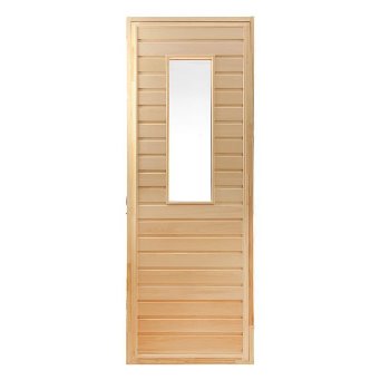 Дверной блок 1,80х0,80 сосна с малым стеклом ТЗ - фото