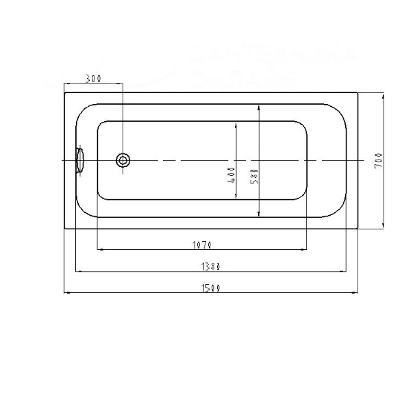  Ванна 150*70см акрил белая Aquatek