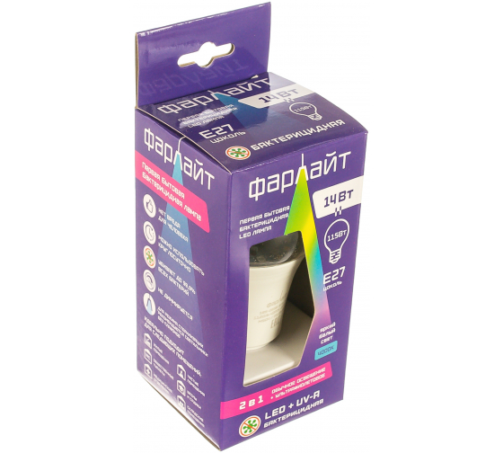  Лампа бактерицидная светодиодная 14Вт Е27 4000К Фарлайт FAR000148
